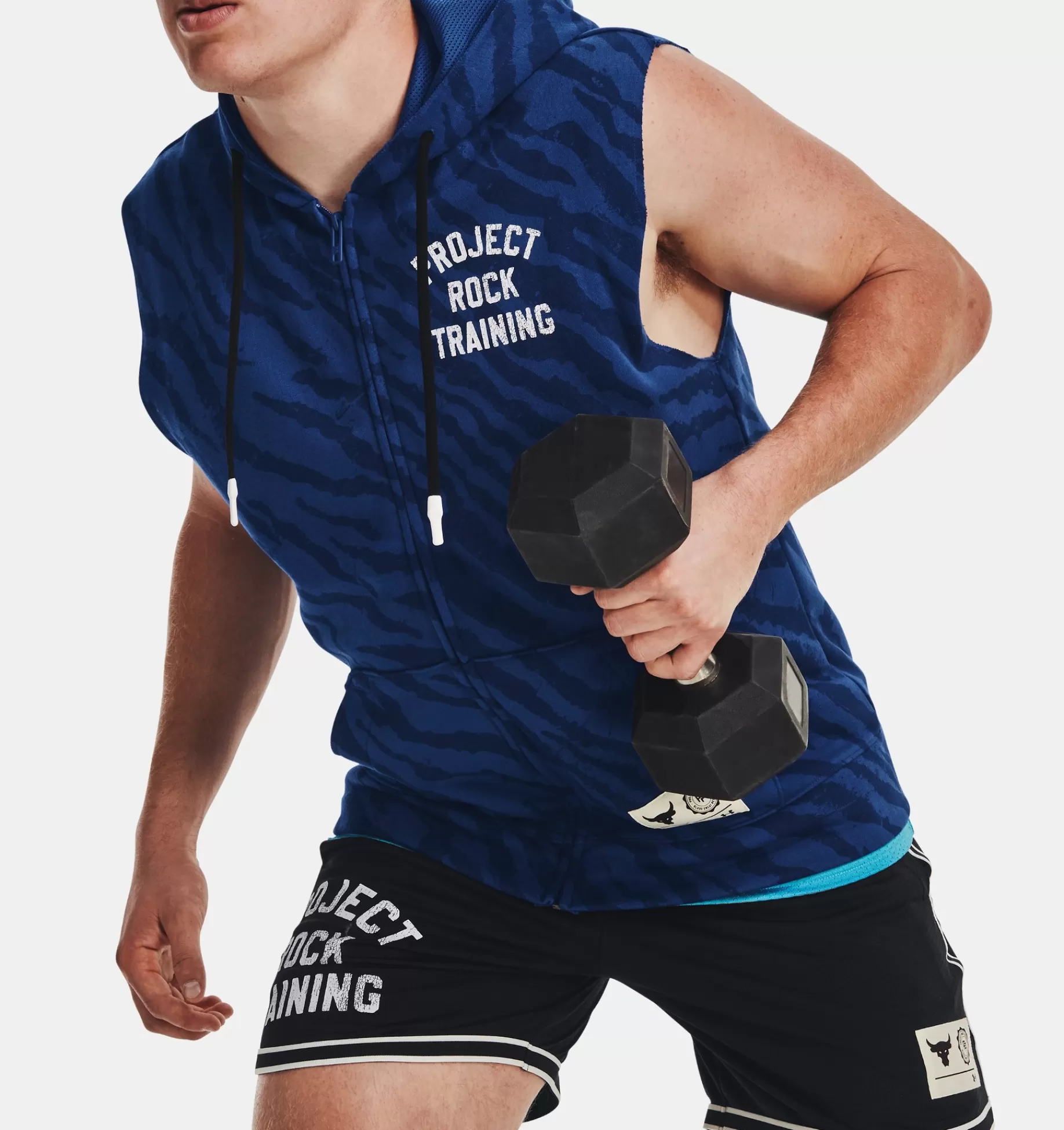 Hommes Under Armour Hauts<Haut Sans Manche Imprime Et Entierement Zippe Project Rock Rival Fleece Pour Homme