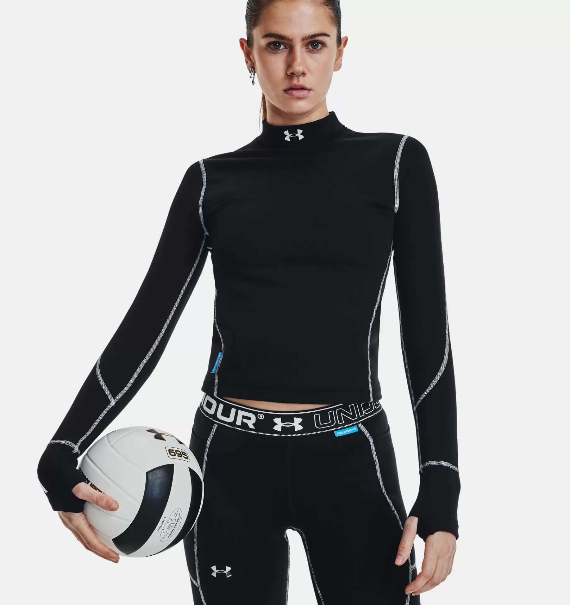 Femmes Under Armour Hauts<T-Shirt A Manches Longues Et Col Montant Coldgear® Pour Femmes